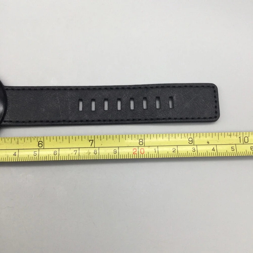 Timex Mens Watch 44mm Black Dial Black Leather Strap Neon Hands New Battery